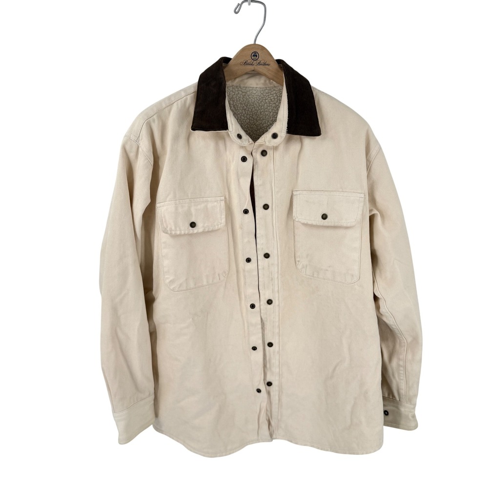 J. Galt Canvas Sherpa Lined Jacket Cream S Canvas Barn Coat Corduroy Collar